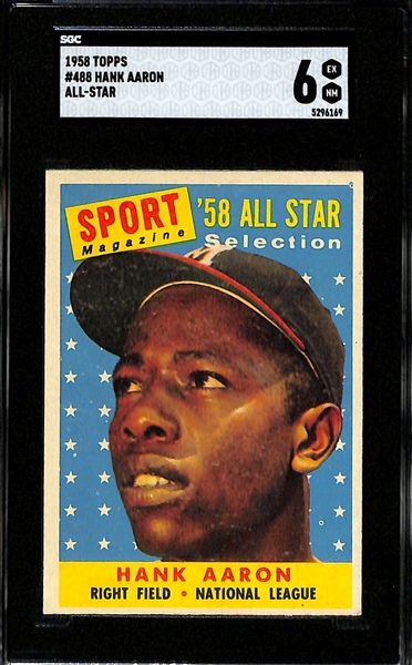 Hank Aaron Lot - 1955 Bowman #179 (SGC 2) & 1958 All-Star #488 (SGC 6)